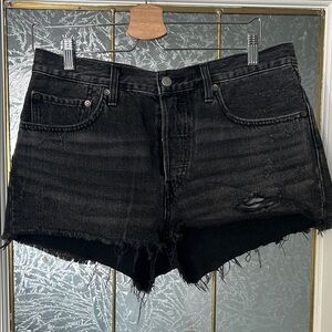Levi’s Black Distressed Denim Shorts